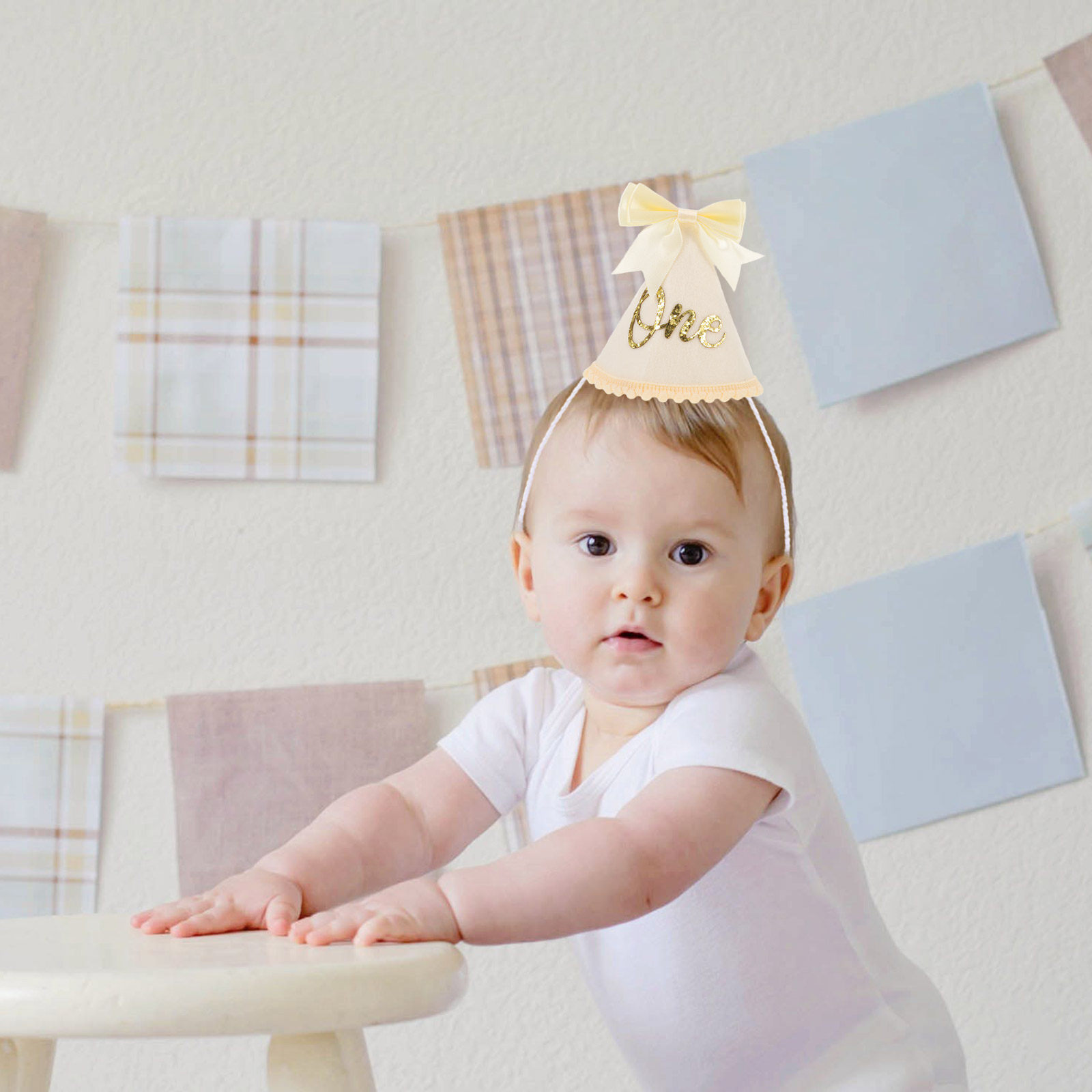 Party Hat Cone - First Birthday Hat Bow Baby Crown