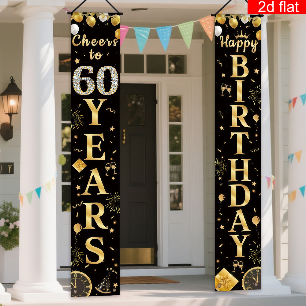2D planar banner, 60th birthda - đánh giá và giá Party Banner Gold