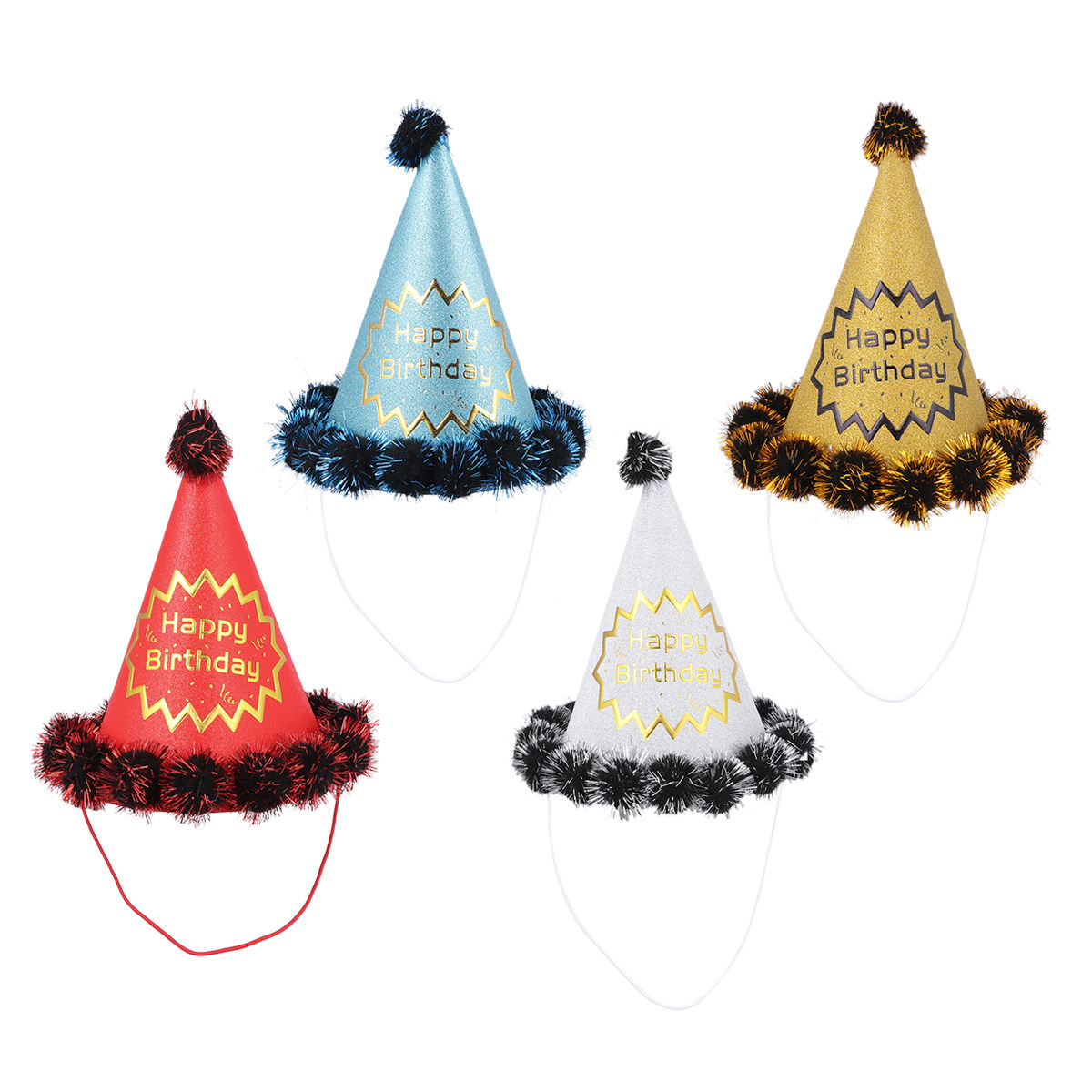 4pcs Glitter Birthday Hats Shi - đánh giá và giá Party Hat Cone