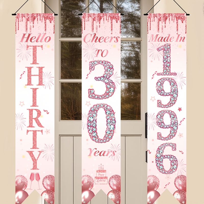 2D Flat 3Pcs Pink Gold 30th Bi - đánh giá và giá Party Banner Gold