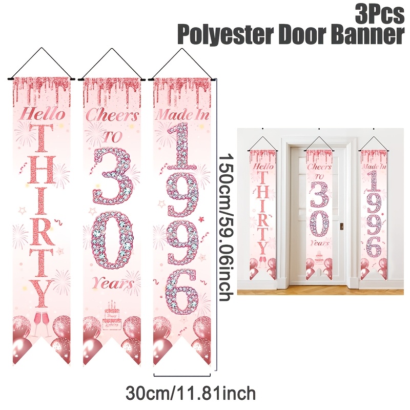 2D Flat 3Pcs Pink Gold 30th Bi - đánh giá và giá Party Banner Gold