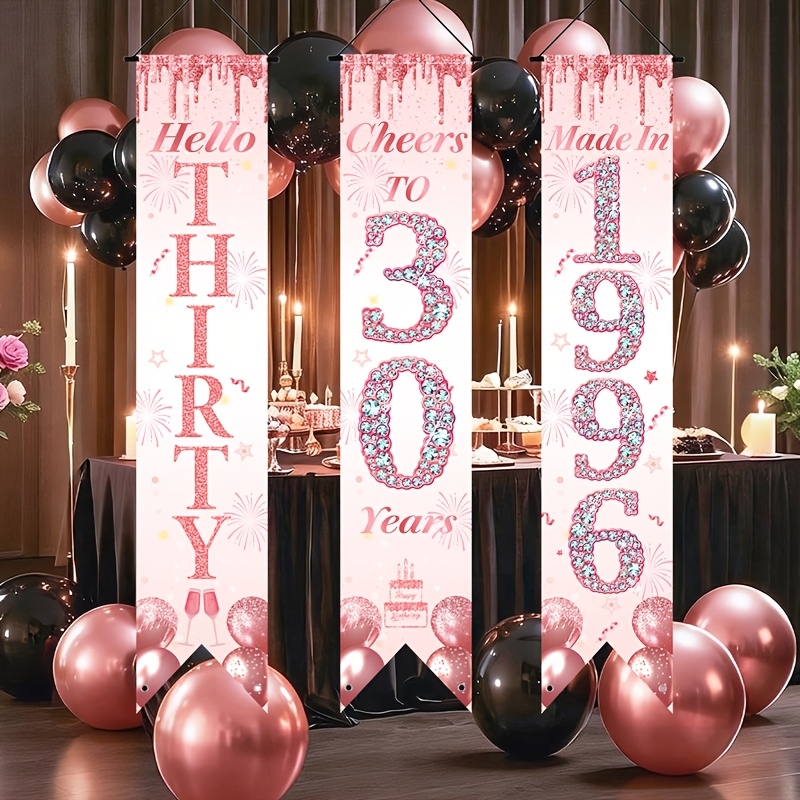 2D Flat 3Pcs Pink Gold 30th Bi - đánh giá và giá Party Banner Gold